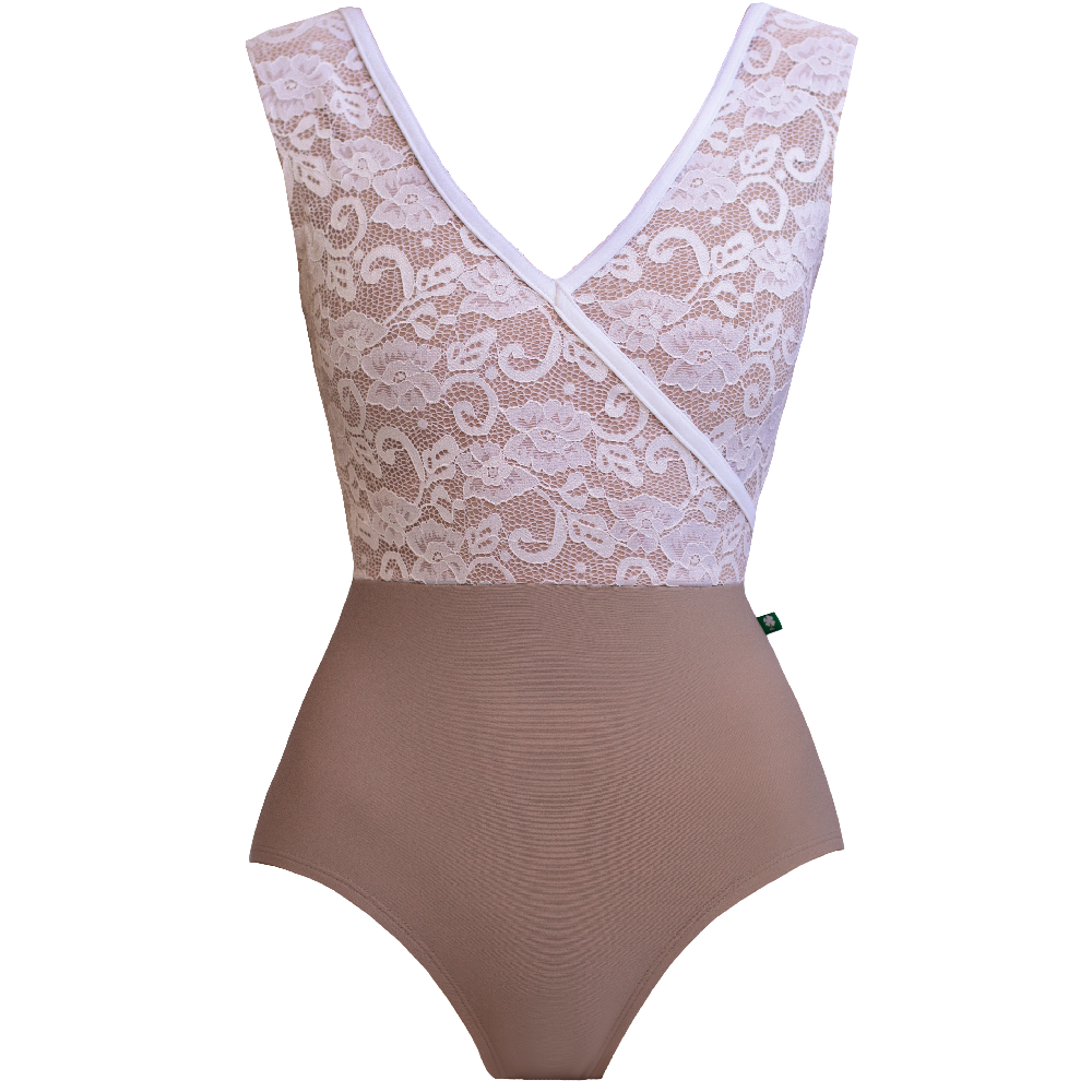 Pink & white lace Enchant style ballet leotard from Luckyleo