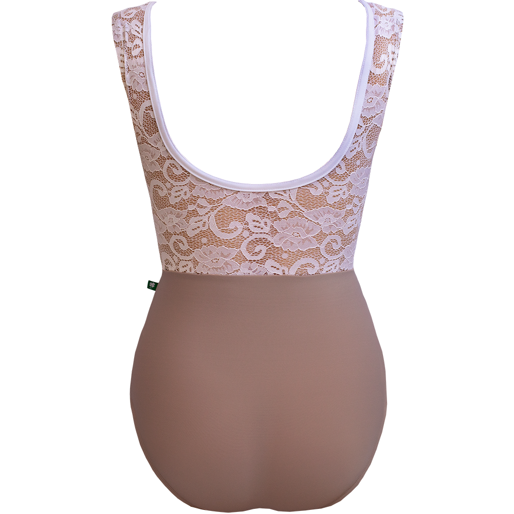 Pink & white lace Enchant style ballet leotard from Luckyleo