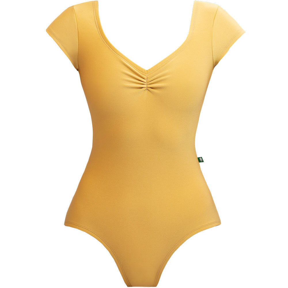 YELLOW BALLET LEOTARD WITH CUFF SLEEVES FOR BALLET CLASS