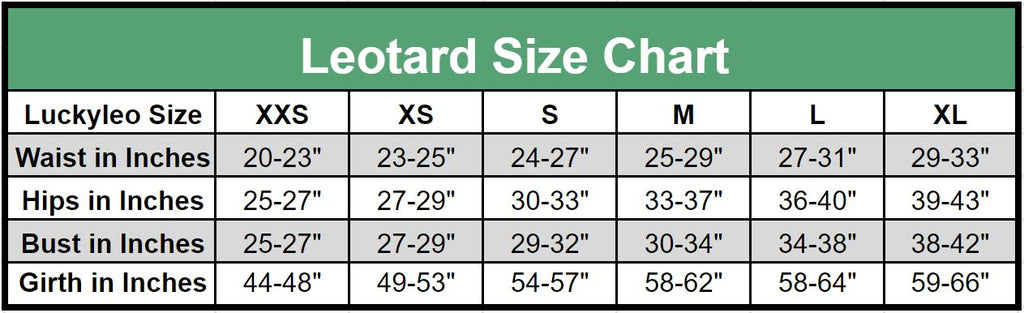 Luckyleo Dancewear Size Chart