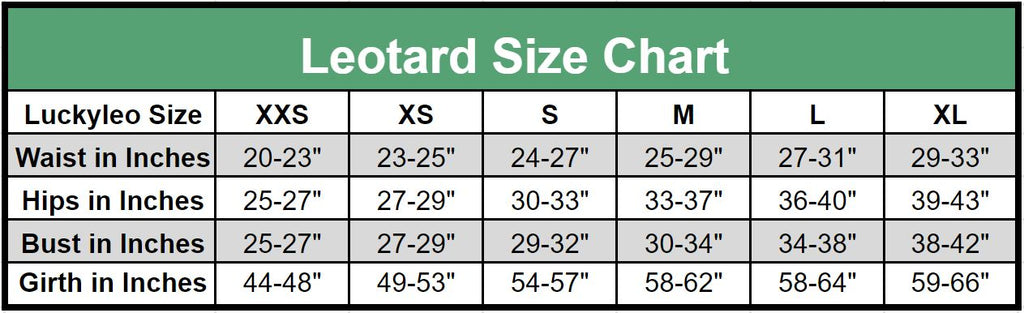 Leotard Size Chart Guide for Luckyleo Dancewear